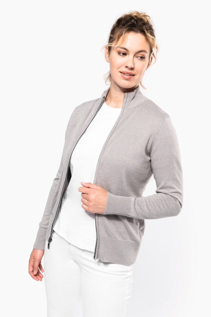 [K962-Black-S] Cardigan zippé femme (K962) (Black, S)