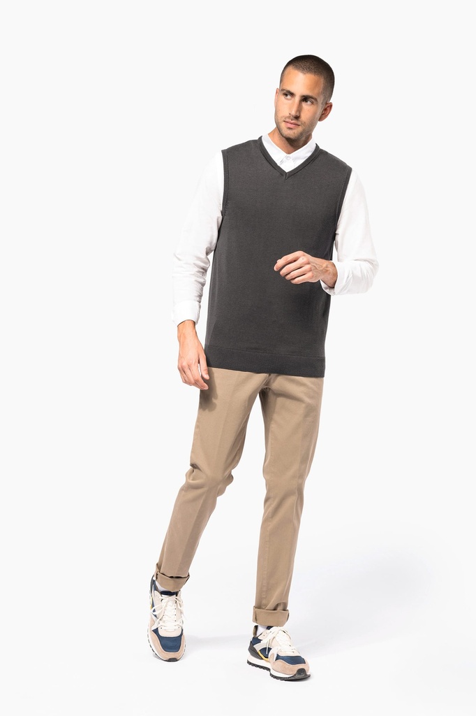 Pull col V sans manches (K969)