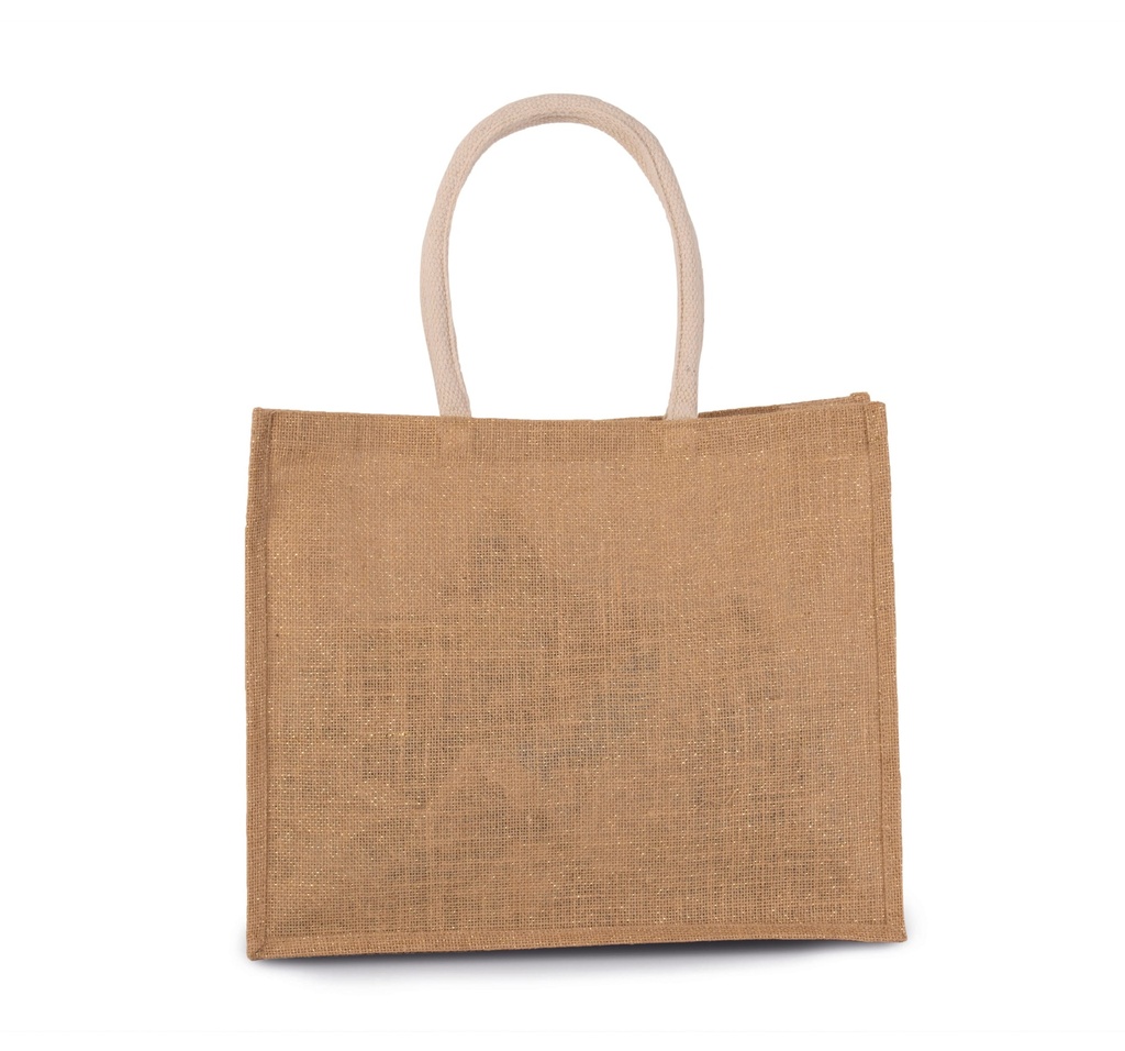 [KI0219-Black-One size] Sac de plage en jute (KI0219) (Black)