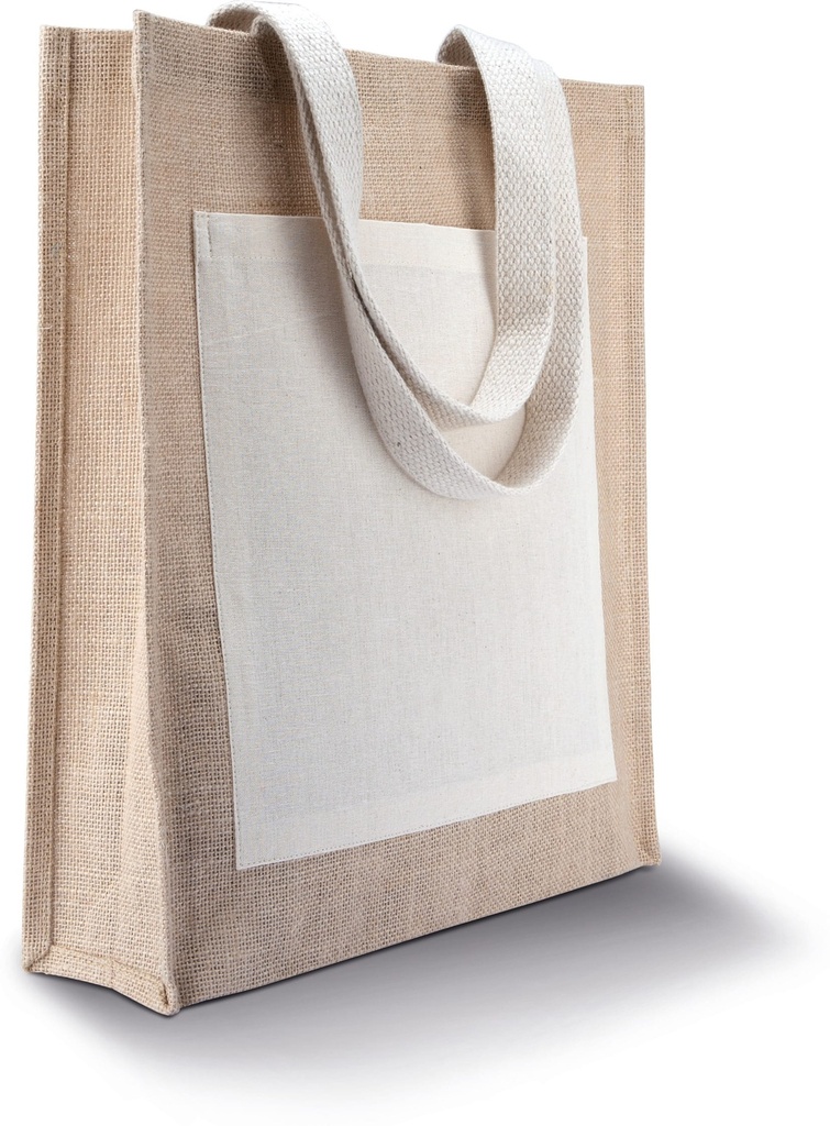 [KI0221-Natural-One size] Sac shopping toile de jute (KI0221) (Natural)