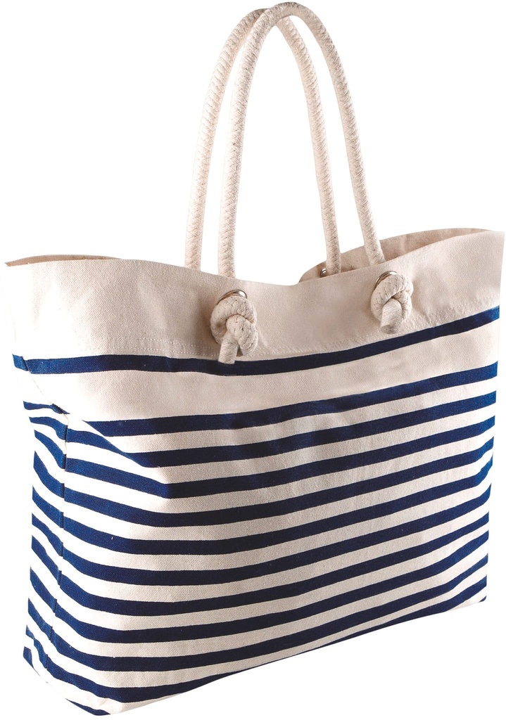 [KI0242-Natural / navy-One size] Sac de plage (KI0242) (Natural / navy)