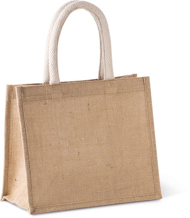 [KI0273-Black-One size] Sac style cabas en toile de jute - modèle moyen (KI0273) (Black)