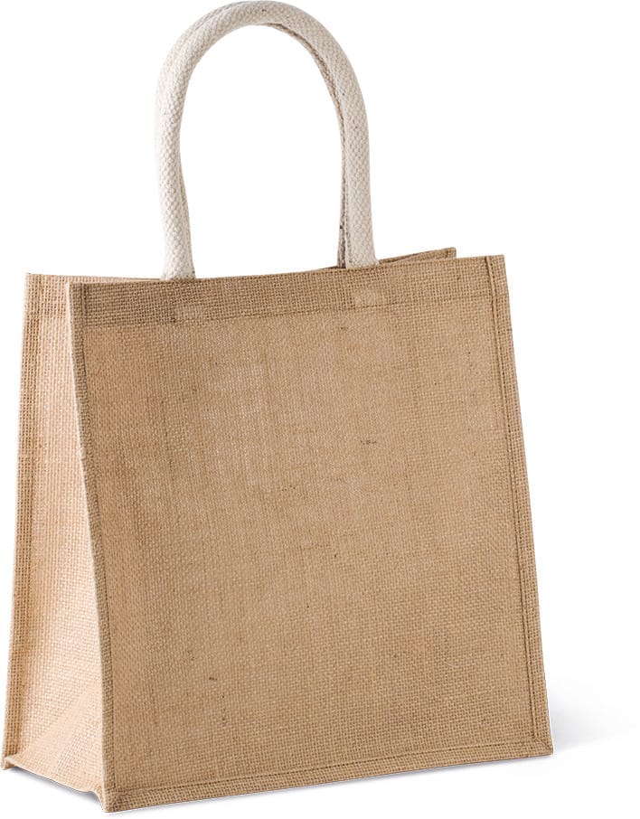 [KI0274-Black-One size] Sac style cabas en toile de jute - grand modèle (KI0274) (Black)