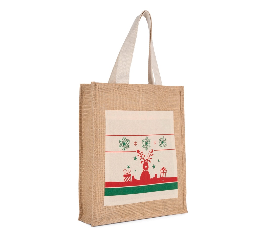 [KI0732-Natural-One size] Sac shopping avec motifs de Noël (KI0732)