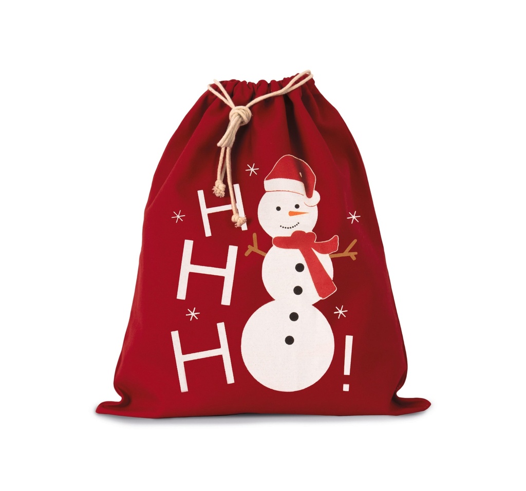 Sac coton à cordon motif bonhomme de neige (KI0745)