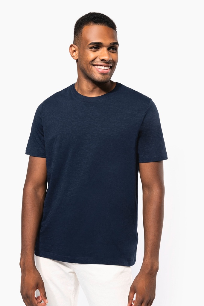 T-shirt slub écoresponsable col rond manches courtes homme (KNS303)