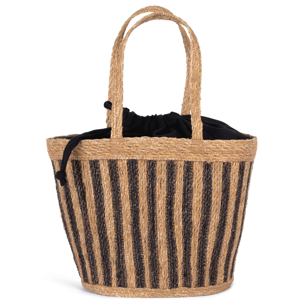 Sac panier rayé en jonc de mer (KINS135)