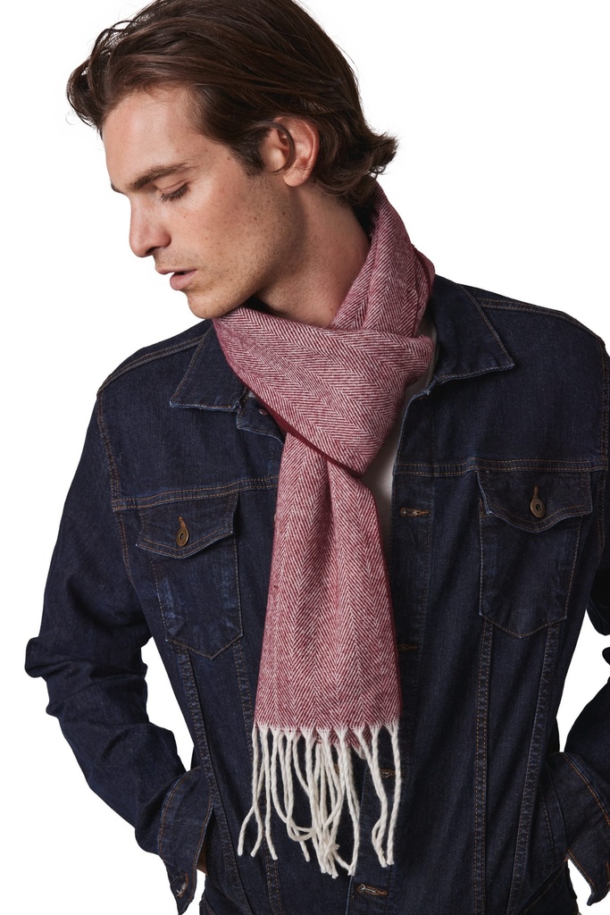 [KP434-Navy / natural-One size] Écharpe à franges (KP434) (Navy / natural)