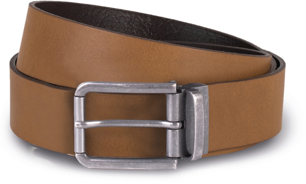 [KP812-Black-One size] Ceinture en cuir à bord franc - 35 mm (KP812) (Black)