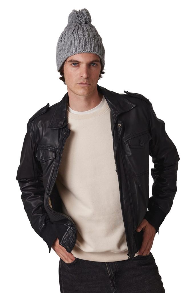 [KP550-Black-One size] Bonnet en maille tricot (KP550) (Black)