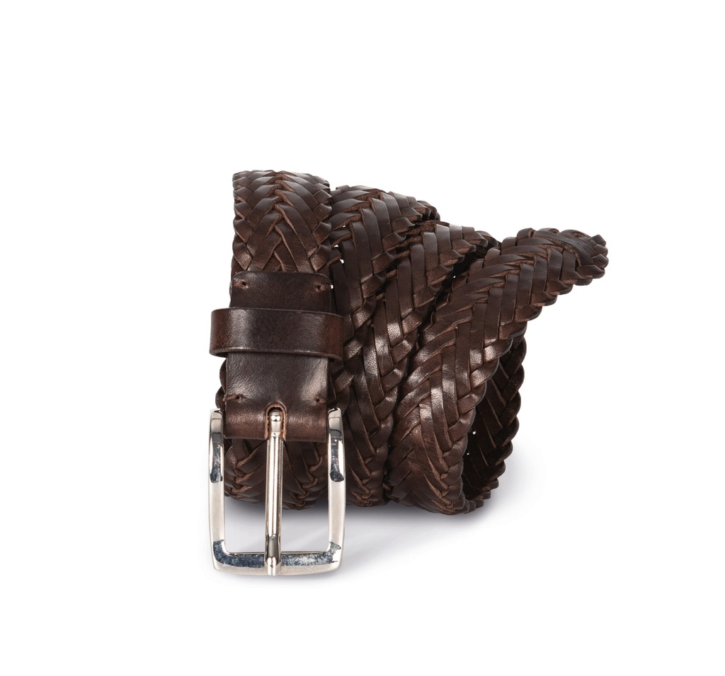 [KP821-Dark brown-M/l] Ceinture tressée en cuir (KP821) (M/l)