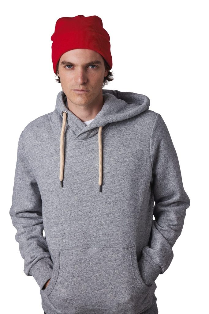 [KP892-Black-One size] Bonnet recyclé avec revers tricoté (KP892) (Black)