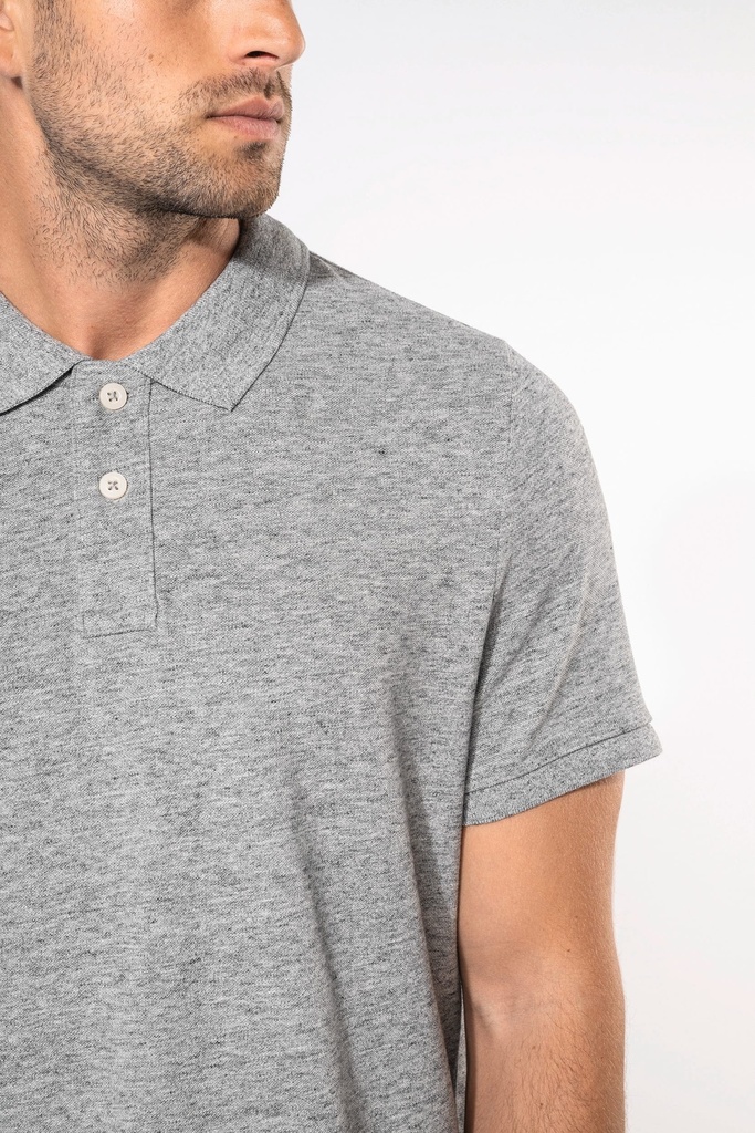 [KV2206-Ash heather-S] Polo vintage manches courtes homme (KV2206) (Ash heather, S)