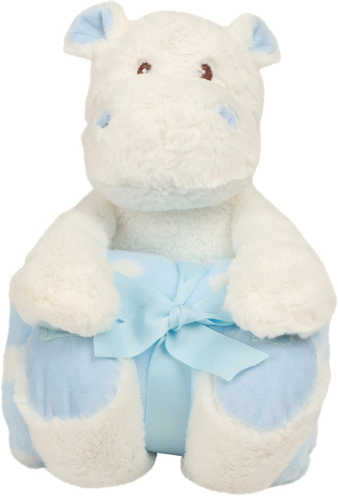 [MM606-White / pink-One size] Peluche hippopotame avec couverture (MM606) (White / pink)