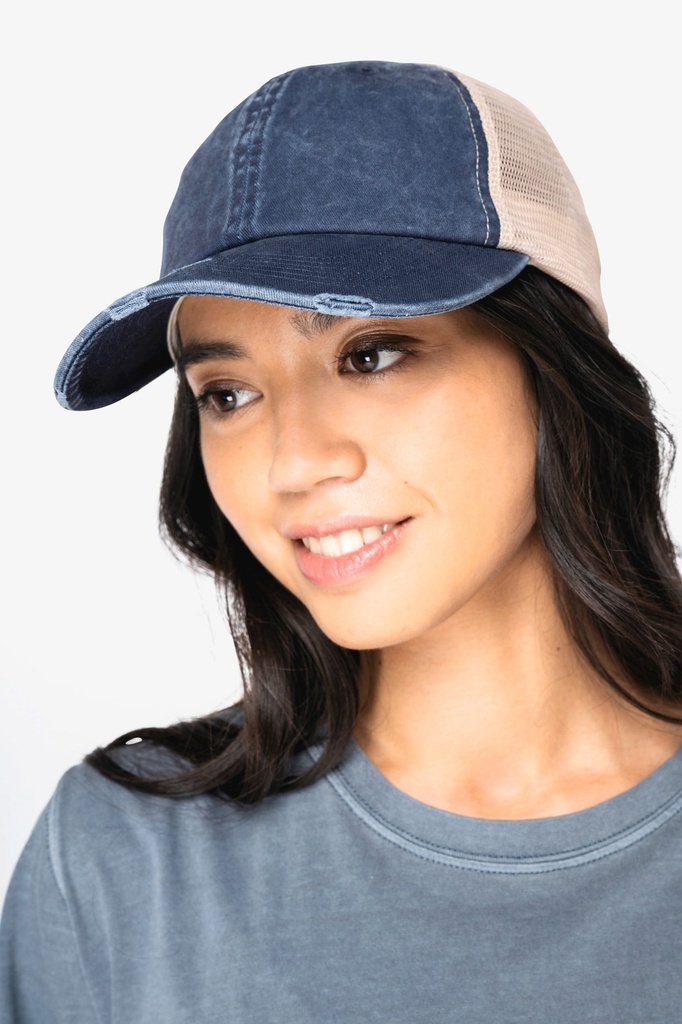 Casquette trucker écoresponsable  effet déchiré unisexe (NS027)