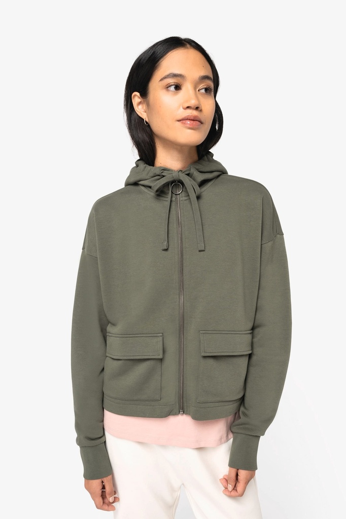 Sweat-shirt écoresponsable zippé à capuche French Terry femme (NS409)
