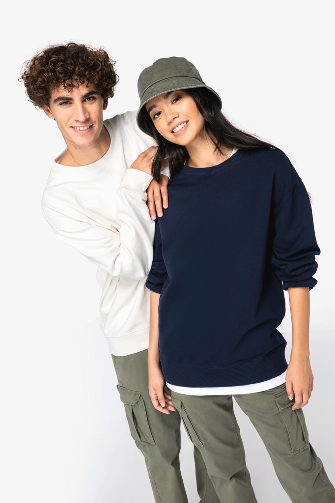 Sweat-shirt écoresponsable à col rond à épaules tombantes French Terry unisexe (NS430)