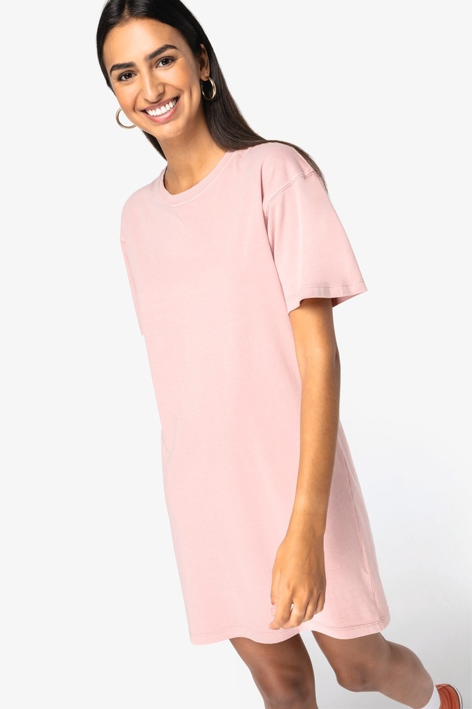 [NS5000-Washed navy blue-S] Robe t-shirt écoresponsable délavée femme (NS5000) (Washed navy blue, S)