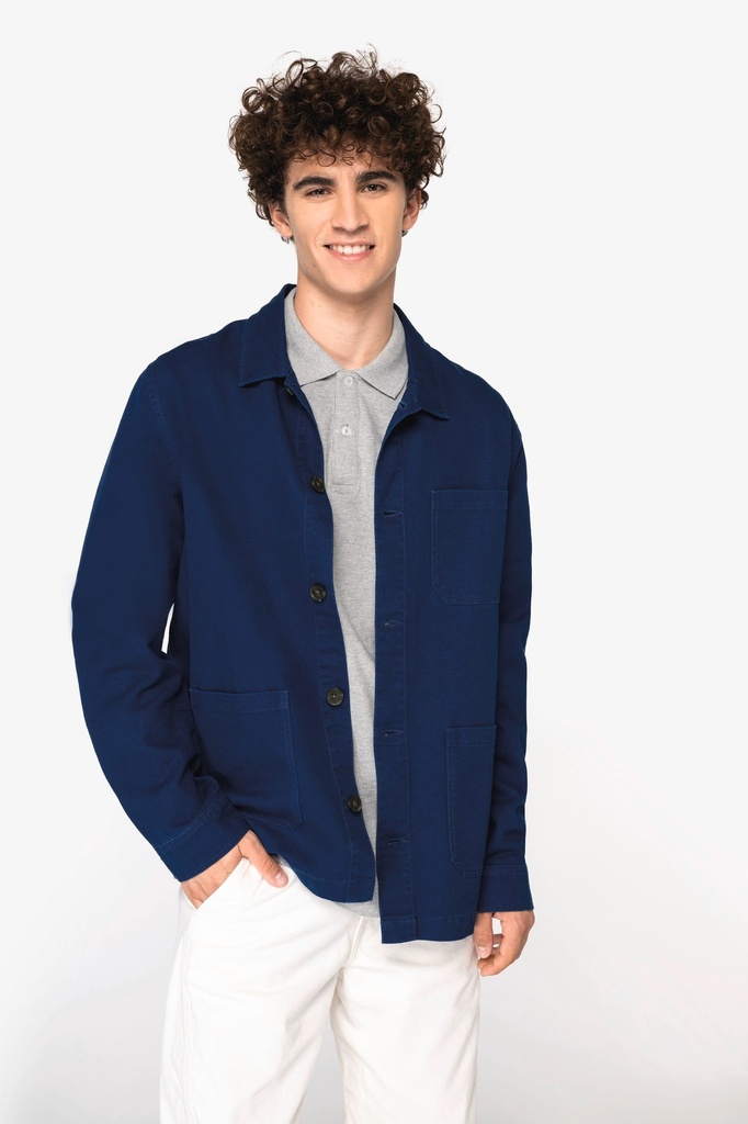 [NS610-Washed navy blue-S] Veste worker écoresponsable délavée homme (NS610) (Washed navy blue, S)