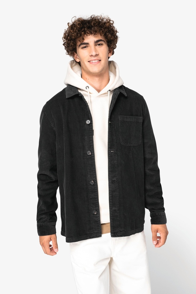 [NS603-Washed black-S] Veste écoresponsable en velours côtelé homme (NS603) (Washed black, S)