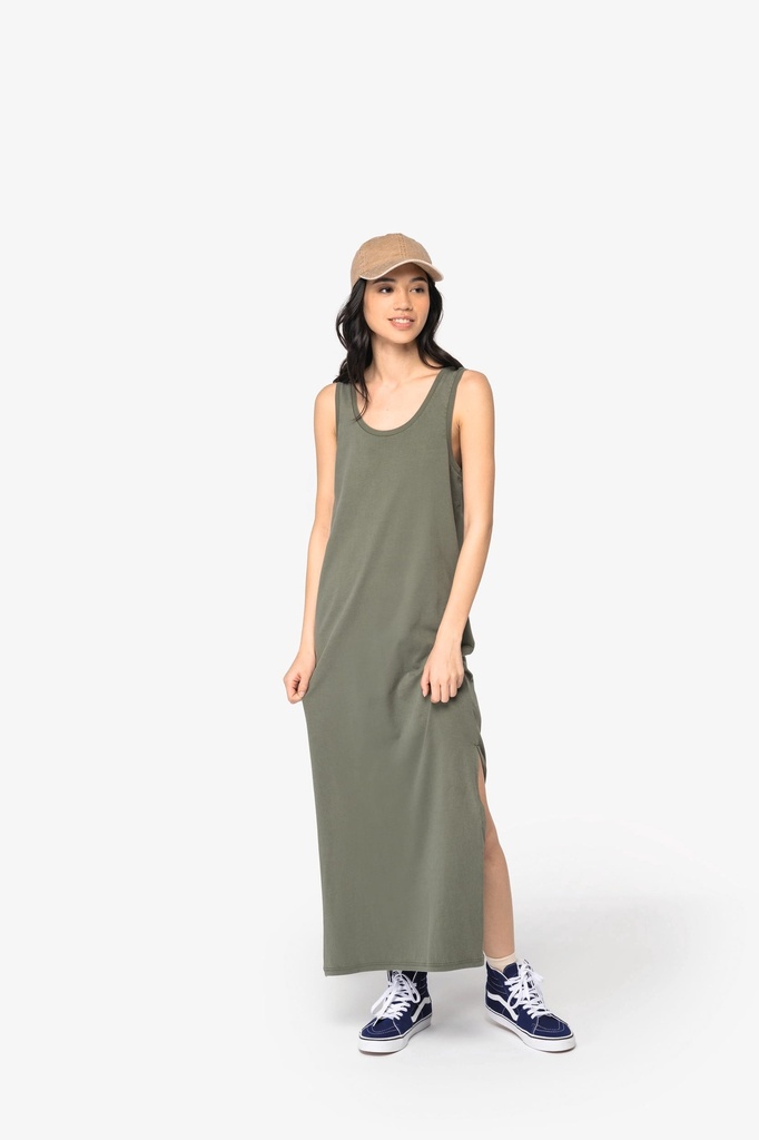 [NS5012-Washed organic khaki-S] Robe écoresponsable délavée en jersey femme (NS5012) (Washed organic khaki, S)