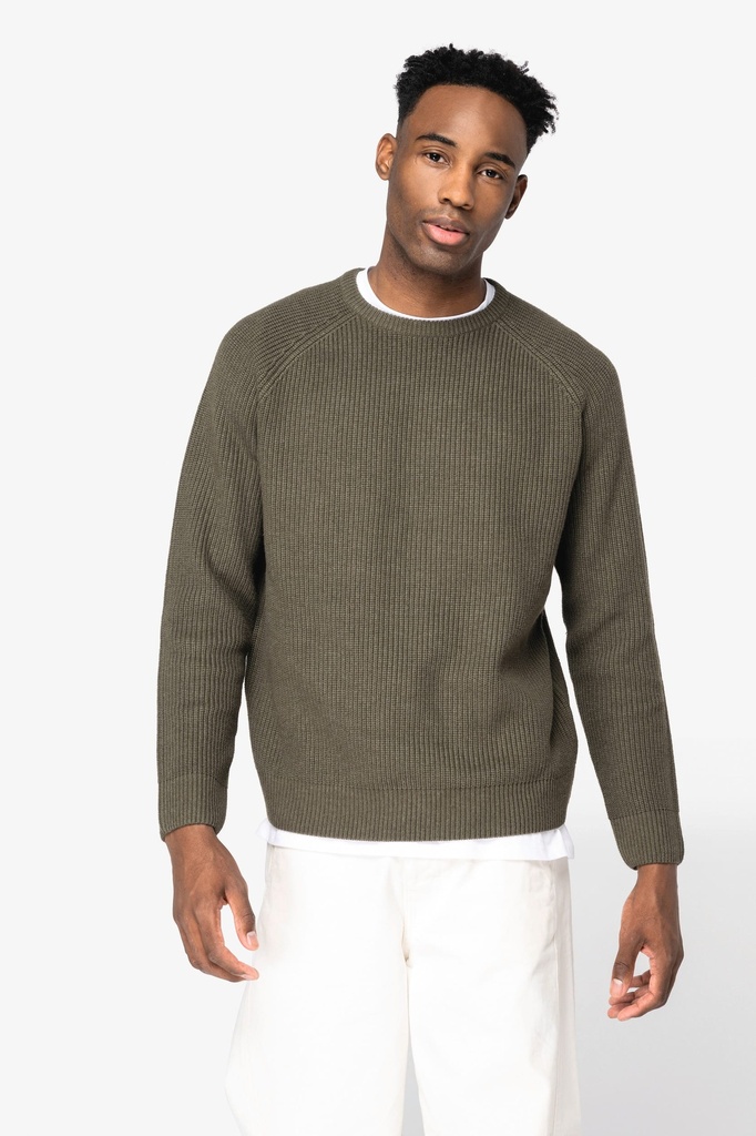 [NS911-Black-S] Pull écoresponsable à grosses mailles homme (NS911) (Black, S)