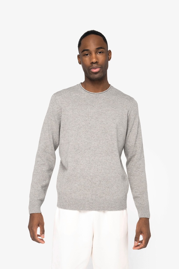 [NS910-Deep indigo heather-S] Pull écoresponsable en laine mérinos homme (NS910) (Deep indigo heather, S)