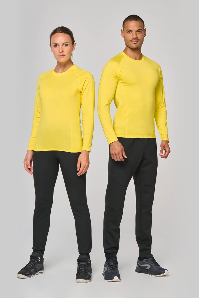 [PA005-Orange-S] T-shirt double peau sport manches longues unisexe (PA005) (Orange, S)