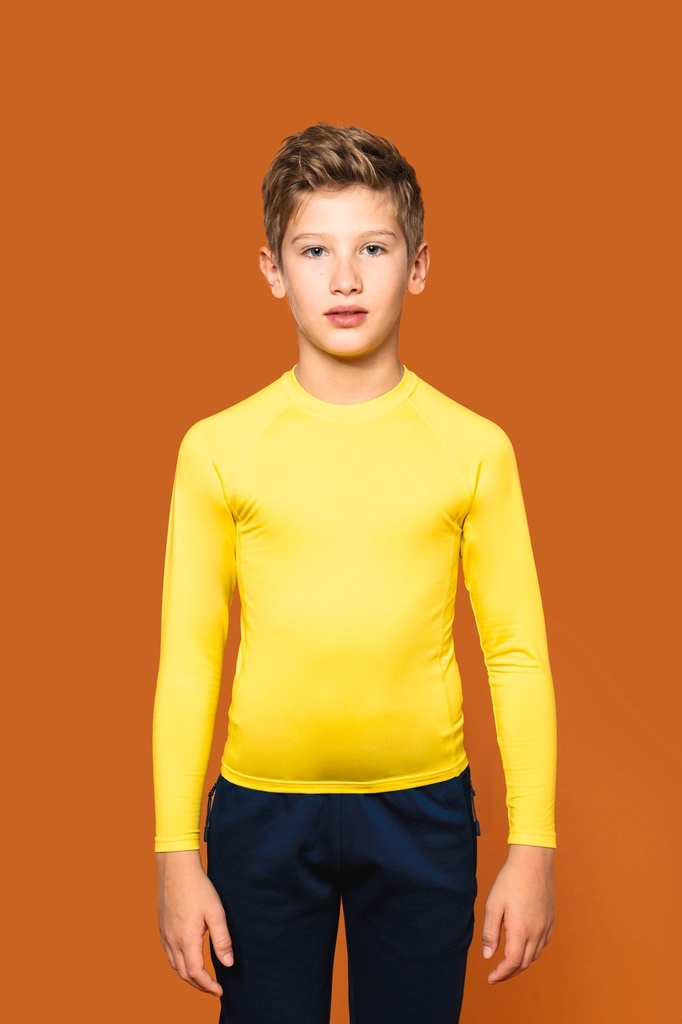 [PA006-Orange-12/14 ans] T-shirt double peau sport manches longues enfant (PA006) (Orange, 12/14 ans)