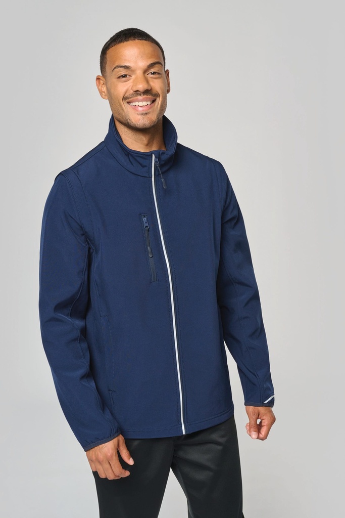 [PA323-Black-S] Veste softshell sport manches amovibles unisexe (PA323) (Black, S)