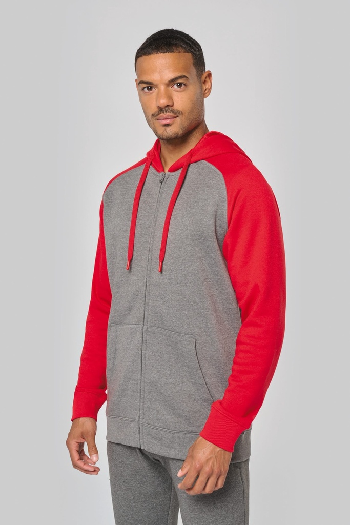 Veste molleton zippée capuche bicolore unisexe (PA380)