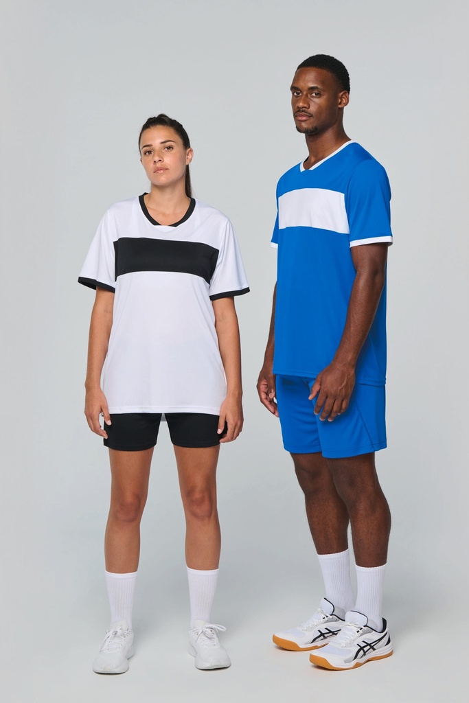 [PA4000-Black / white-S] Maillot manches courtes unisexe (PA4000) (Black / white, S)