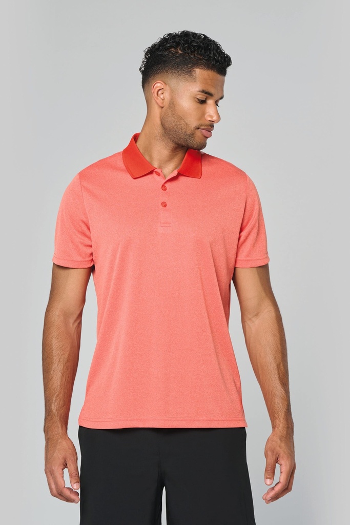 [PA496-Coral heather-S] Polo chiné manches courtes (PA496) (S)