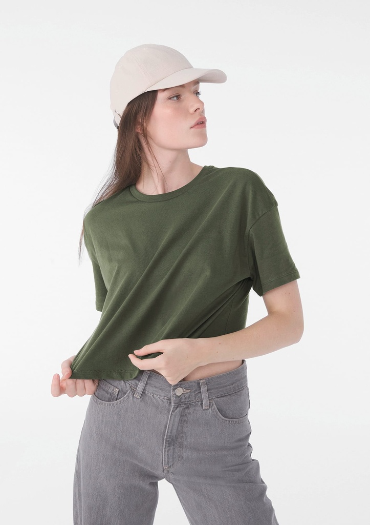 [BE6482-Black-S] T-shirt crop femme (BE6482) (Black, S)