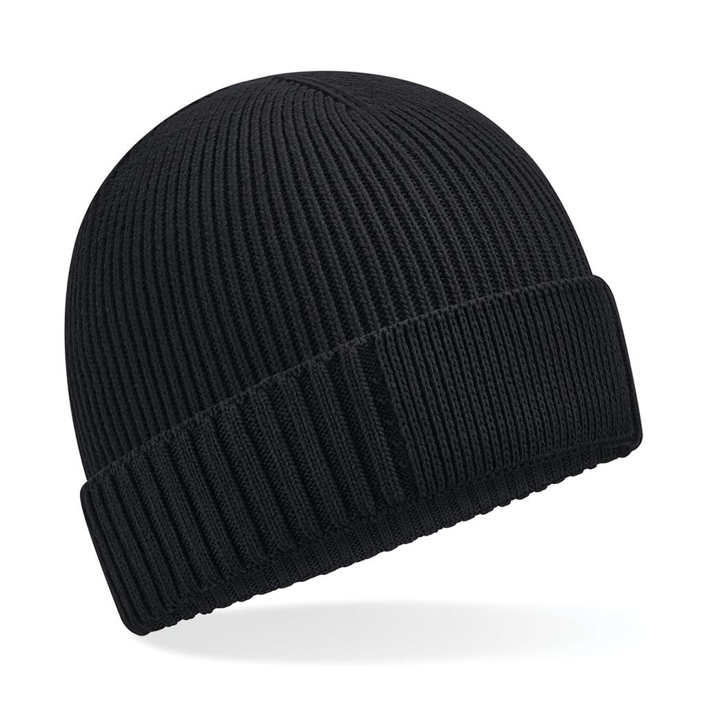 [B438N-Black-One size] Bonnet en coton biologique avec patch technique (B438N) (Black)