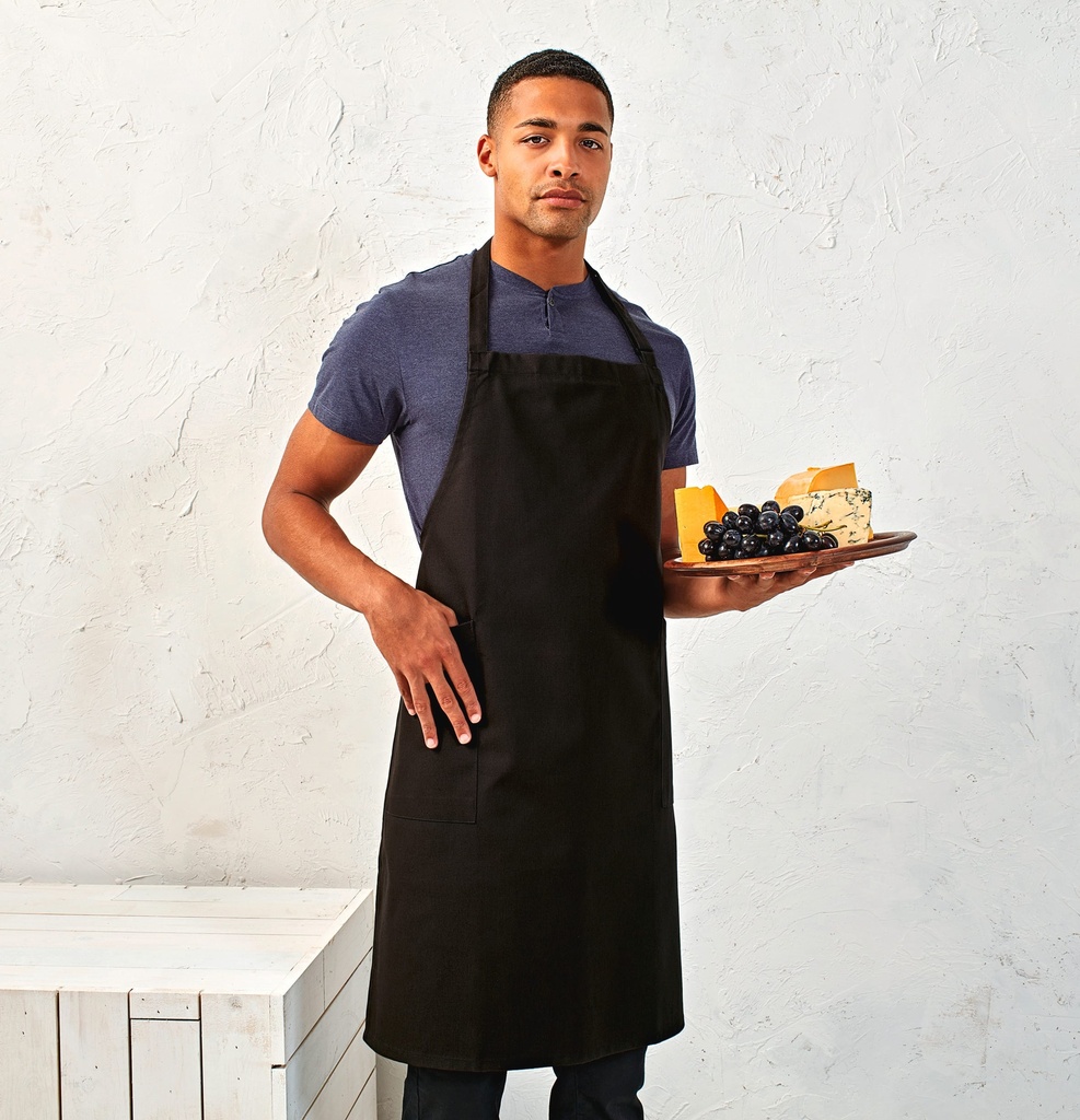[PR120-Black-One size] Tablier à bavette recyclé et biologique (PR120) (Black)