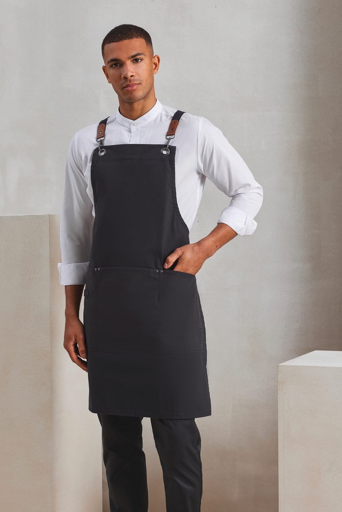 [PR182-Black-One size] Tablier bavette à bretelles croisées dans le dos CLIP 'N' CLASP (PR182) (Black)