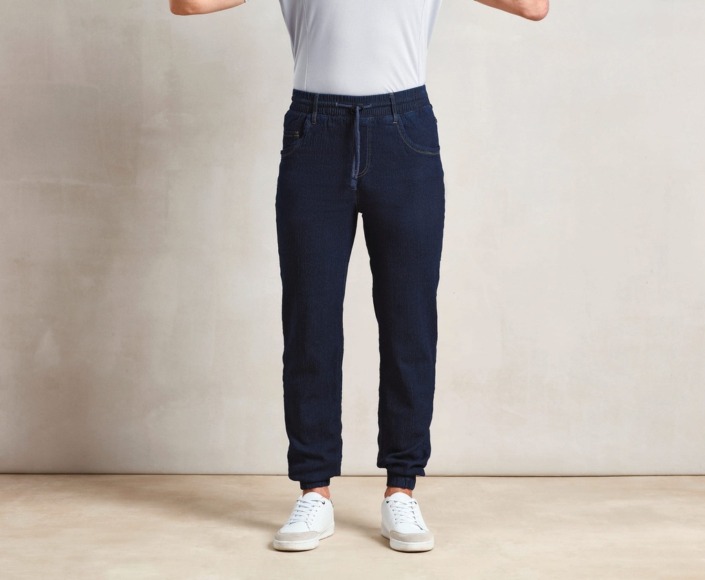 [PR556-Black denim-S] Pantalon de chef artisan (PR556) (Black denim, S)