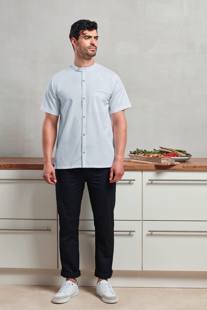 [PR904-Black-S] Veste chef cuisinier manches courtes (PR904) (Black, S)