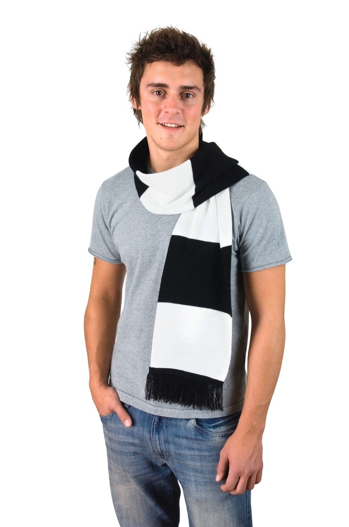 [R146X-Black / white-One size] Écharpe bicolore "Team" (R146X) (Black / white)