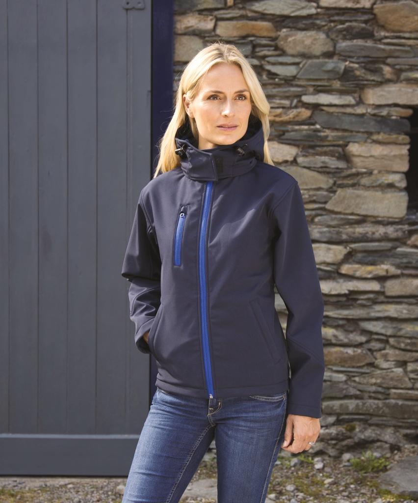 [R230F-Black / grey-S] Veste Softshell Capuche Femme TX Performance (R230F) (Black / grey, S)
