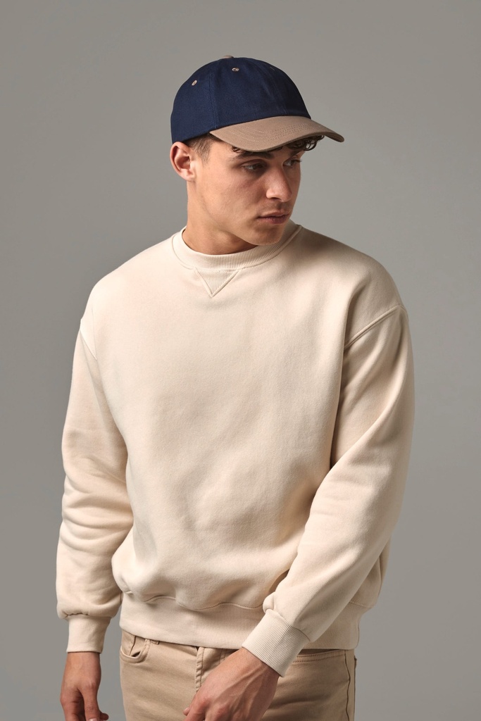 [B57-French navy-One size] Casquette homme profil bas en coton brossé - 6 panneaux (B57) (French navy)