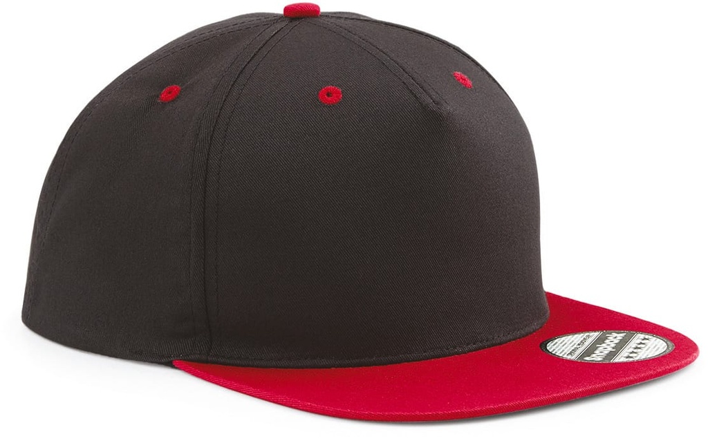 [B610C-Black / classic red-One size] Casquette Snapback contrastée - 5 panneaux (B610C) (Black / classic red)