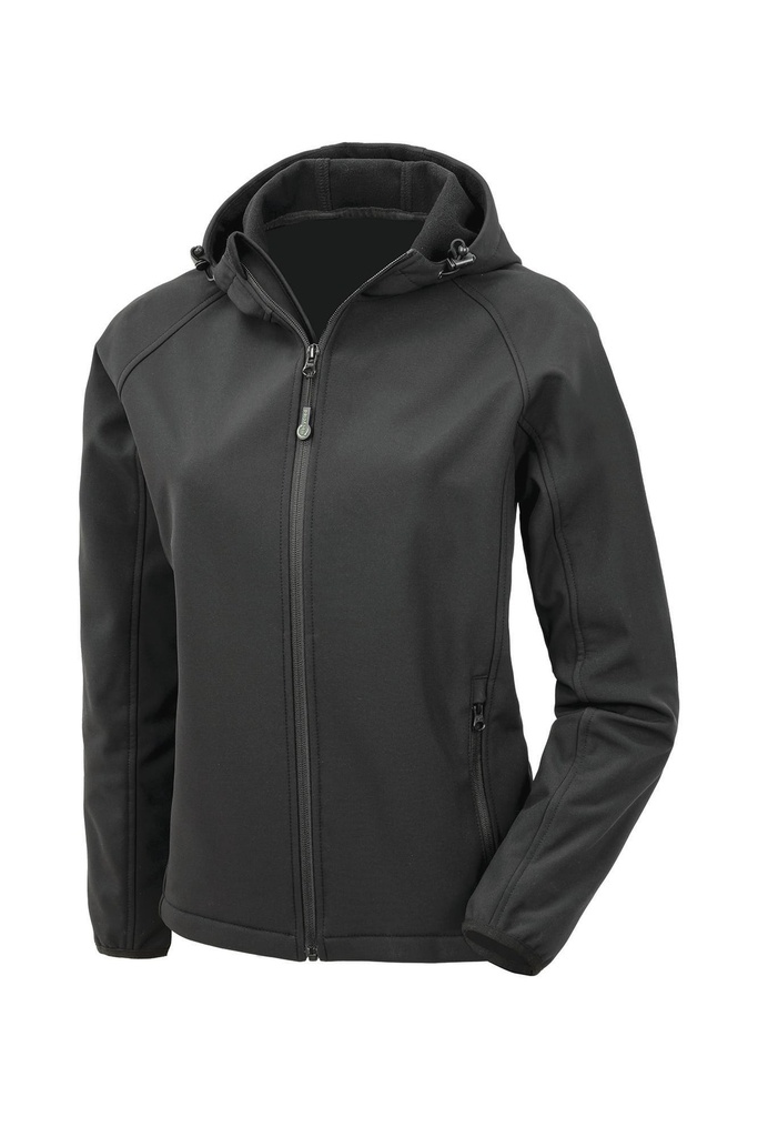 [R911F-Black-S] Veste softshell recyclée 3 couches à capuche femme (R911F) (S)