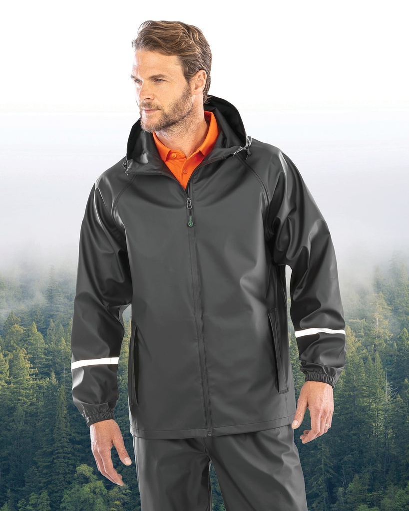 [R915X-Black-S] Veste imperméable Prism PU avec bandes réfléchissantes (R915X) (Black, S)