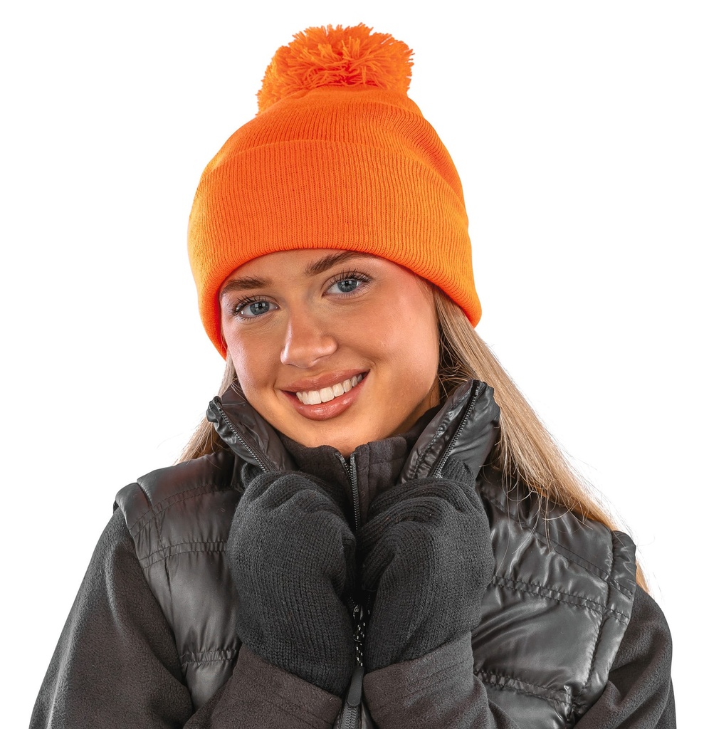 [RC028X-Black-One size] Bonnet pompon BEANIE (RC028X) (Black)