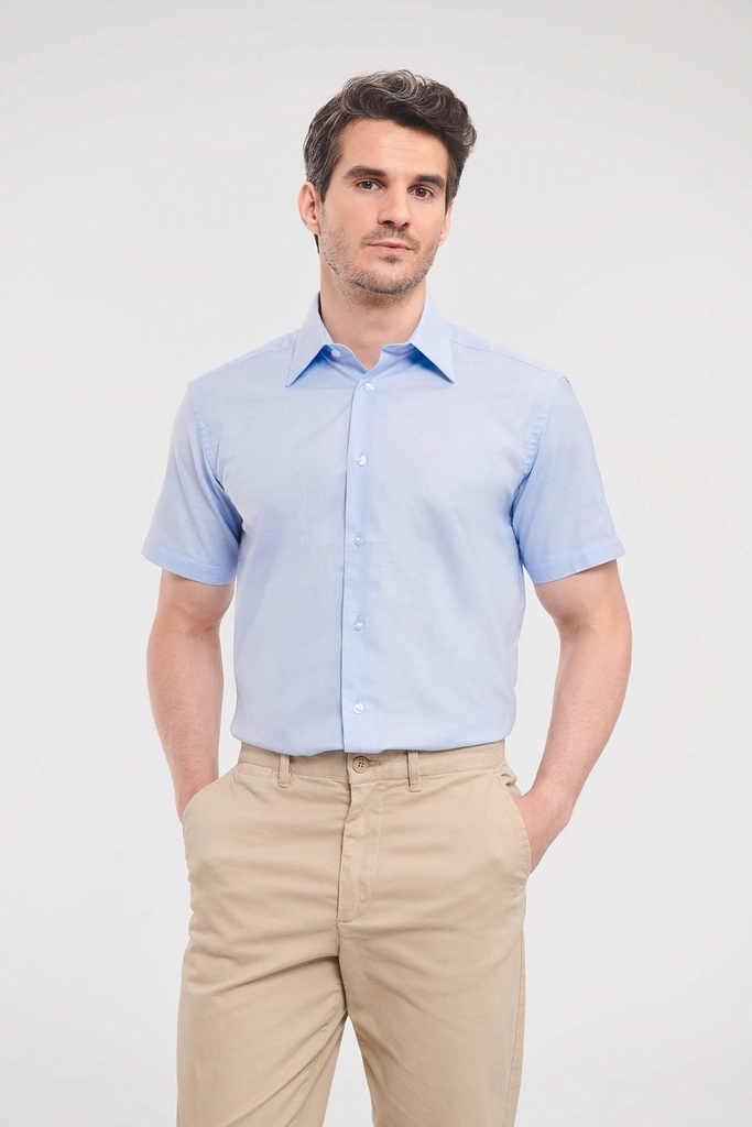 Chemise oxford cintrée manches courtes homme (RU923M)