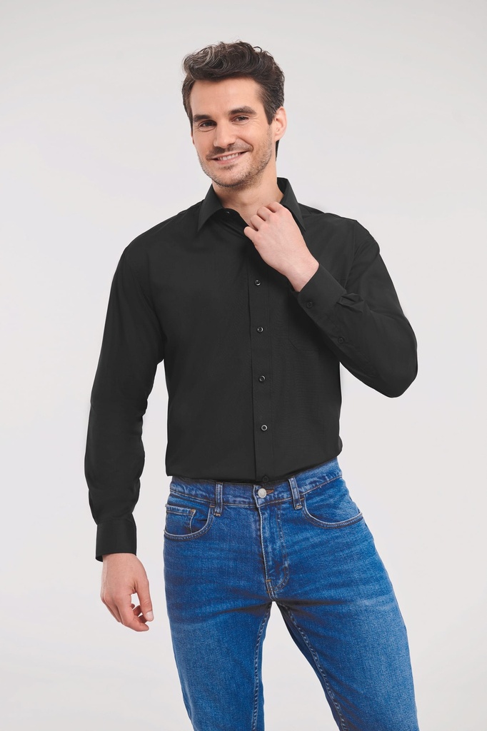 Chemise homme popeline polycoton manches longues (RU934M)