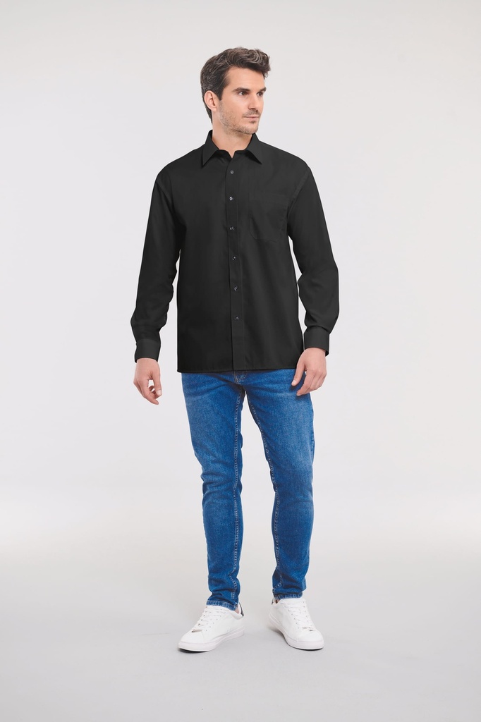 Chemise homme popeline pur coton manches longues (RU936M)