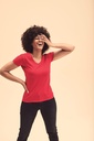 T-shirt femme col v Valueweight (61-398-0) (SC61398)